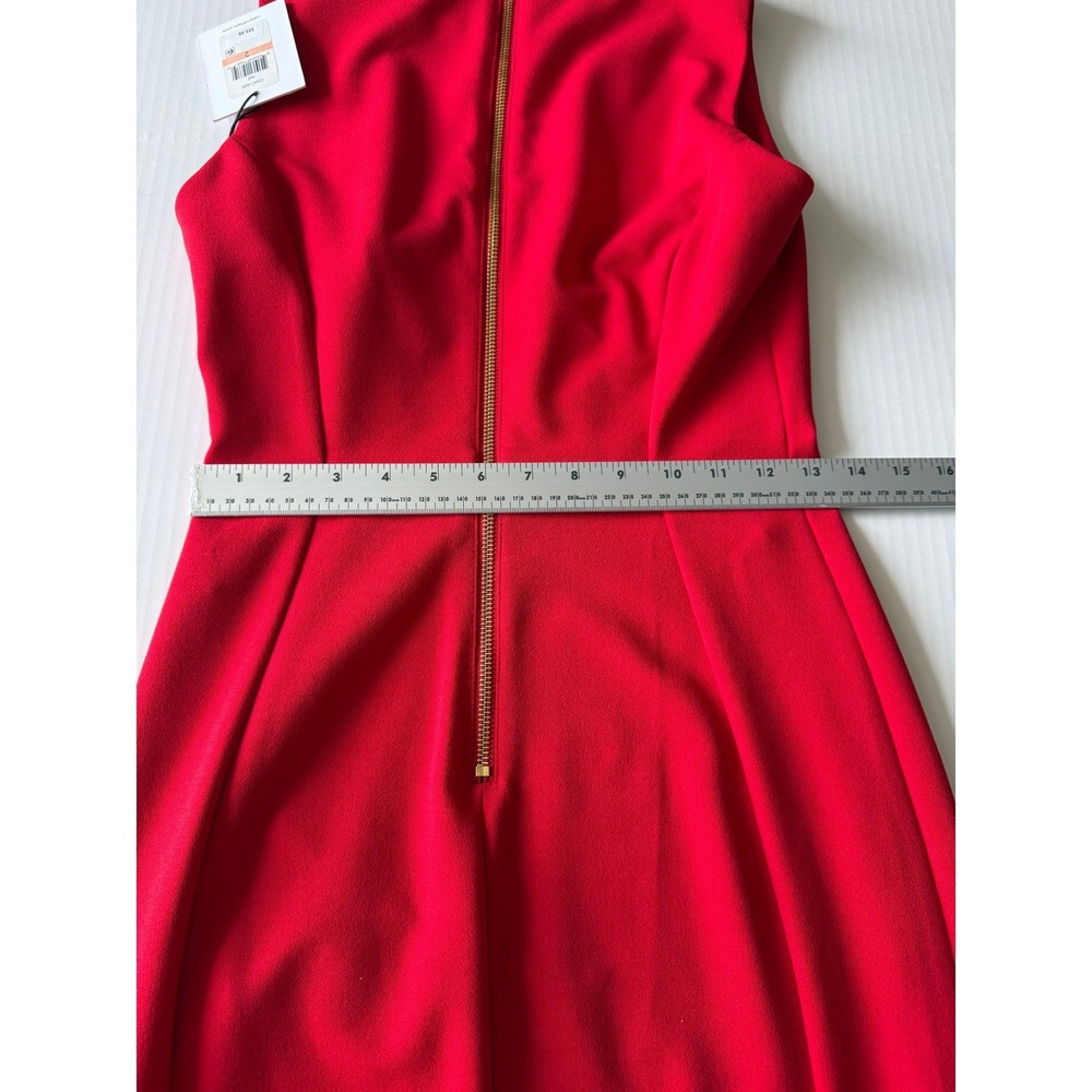Calvin Klein Red Sheath Dress Womens 2 Sleeveless Gold Zipper CD6C1A00 NWT - Picture 5 of 7